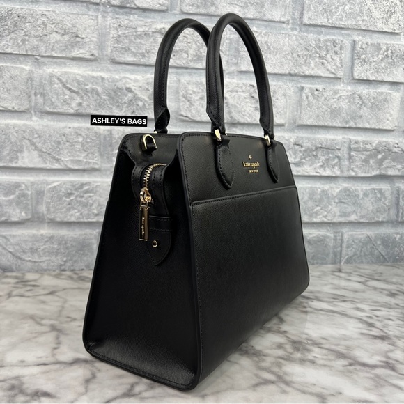 Kate Spade Madison Medium Satchel & Large Slim Bifold Wallet In Black - Picture 3 of 15